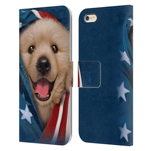 Vincent Hie Canidae Patriotic Golden Retriever Leather Book Wallet Case Cover For Apple iPhone 6 Plus / iPhone 6s Plus