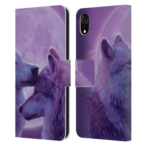 Vincent Hie Canidae Loving Wolves Leather Book Wallet Case Cover For Apple iPhone XR