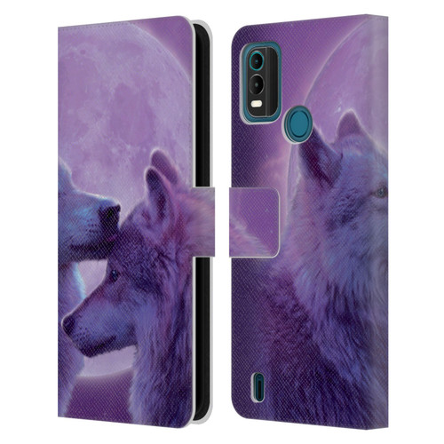 Vincent Hie Canidae Loving Wolves Leather Book Wallet Case Cover For Nokia G11 Plus