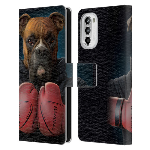 Vincent Hie Canidae Boxer Leather Book Wallet Case Cover For Motorola Moto G52