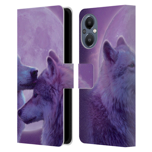 Vincent Hie Canidae Loving Wolves Leather Book Wallet Case Cover For OnePlus Nord N20 5G