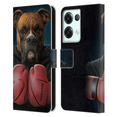 Vincent Hie Canidae Boxer Leather Book Wallet Case Cover For OPPO Reno8 Pro