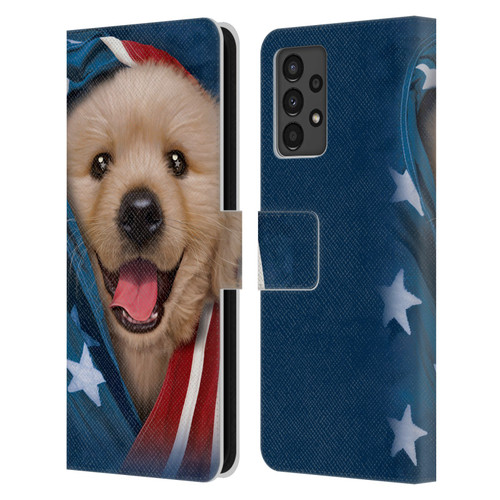 Vincent Hie Canidae Patriotic Golden Retriever Leather Book Wallet Case Cover For Samsung Galaxy A13 (2022)