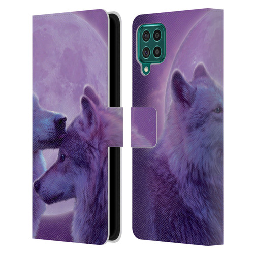 Vincent Hie Canidae Loving Wolves Leather Book Wallet Case Cover For Samsung Galaxy F62 (2021)