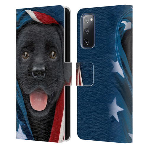 Vincent Hie Canidae Patriotic Black Lab Leather Book Wallet Case Cover For Samsung Galaxy S20 FE / 5G