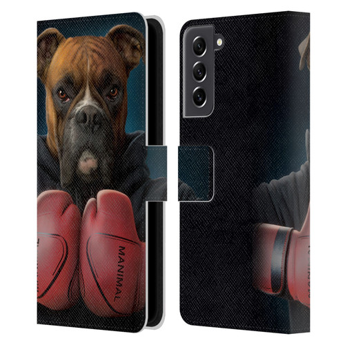 Vincent Hie Canidae Boxer Leather Book Wallet Case Cover For Samsung Galaxy S21 FE 5G