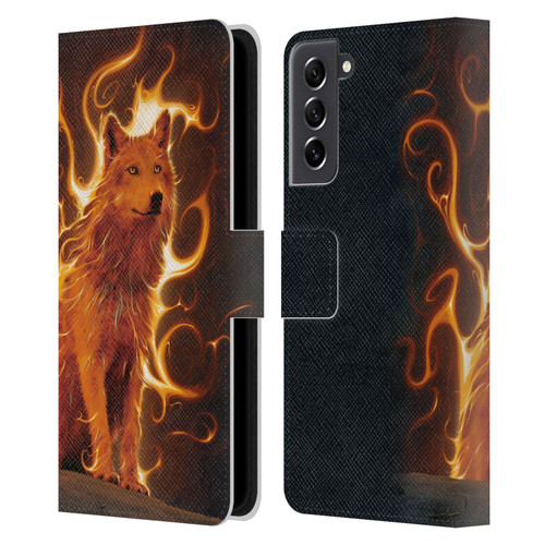 Vincent Hie Canidae Wolf Phoenix Leather Book Wallet Case Cover For Samsung Galaxy S21 FE 5G