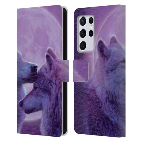 Vincent Hie Canidae Loving Wolves Leather Book Wallet Case Cover For Samsung Galaxy S21 Ultra 5G