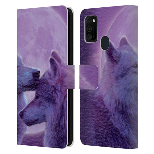 Vincent Hie Canidae Loving Wolves Leather Book Wallet Case Cover For Samsung Galaxy M30s (2019)/M21 (2020)
