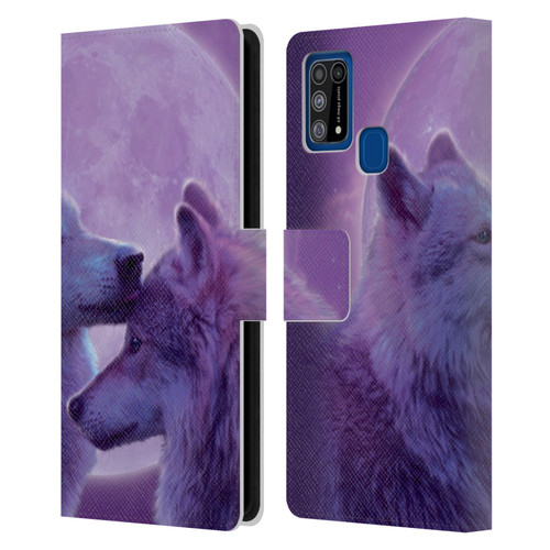 Vincent Hie Canidae Loving Wolves Leather Book Wallet Case Cover For Samsung Galaxy M31 (2020)