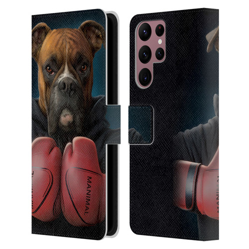 Vincent Hie Canidae Boxer Leather Book Wallet Case Cover For Samsung Galaxy S22 Ultra 5G