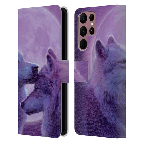 Vincent Hie Canidae Loving Wolves Leather Book Wallet Case Cover For Samsung Galaxy S22 Ultra 5G