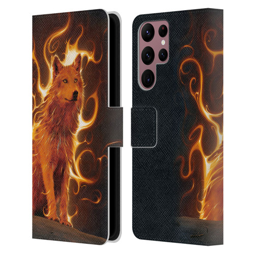 Vincent Hie Canidae Wolf Phoenix Leather Book Wallet Case Cover For Samsung Galaxy S22 Ultra 5G