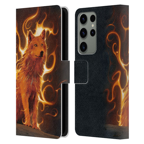 Vincent Hie Canidae Wolf Phoenix Leather Book Wallet Case Cover For Samsung Galaxy S23 Ultra 5G