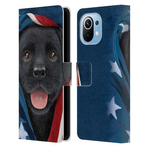 Vincent Hie Canidae Patriotic Black Lab Leather Book Wallet Case Cover For Xiaomi Mi 11