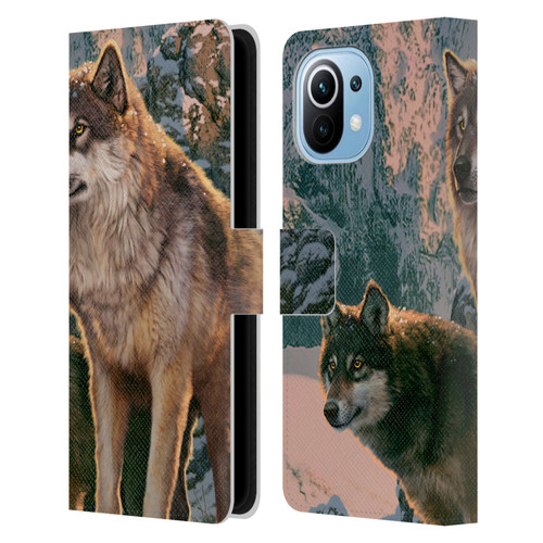Vincent Hie Canidae Wolf Couple Leather Book Wallet Case Cover For Xiaomi Mi 11