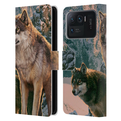 Vincent Hie Canidae Wolf Couple Leather Book Wallet Case Cover For Xiaomi Mi 11 Ultra