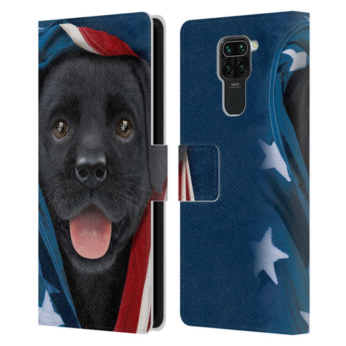 Vincent Hie Canidae Patriotic Black Lab Leather Book Wallet Case Cover For Xiaomi Redmi Note 9 / Redmi 10X 4G