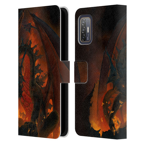 Vincent Hie Dragons 2 Fireball Leather Book Wallet Case Cover For HTC Desire 21 Pro 5G