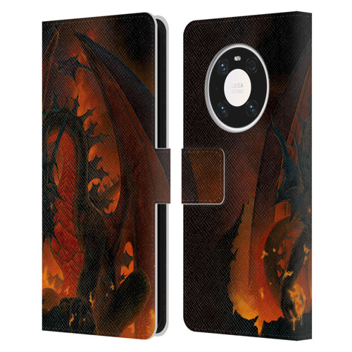 Vincent Hie Dragons 2 Fireball Leather Book Wallet Case Cover For Huawei Mate 40 Pro 5G