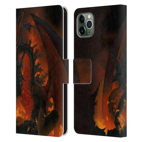 Vincent Hie Dragons 2 Fireball Leather Book Wallet Case Cover For Apple iPhone 11 Pro Max