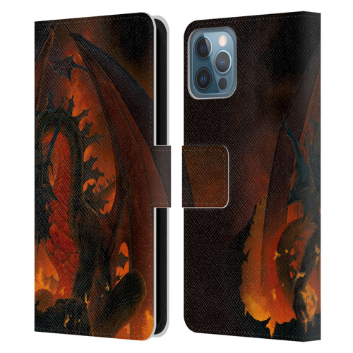 Vincent Hie Dragons 2 Fireball Leather Book Wallet Case Cover For Apple iPhone 12 / iPhone 12 Pro