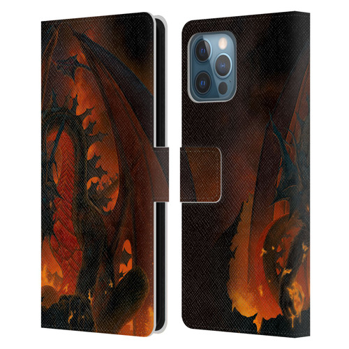 Vincent Hie Dragons 2 Fireball Leather Book Wallet Case Cover For Apple iPhone 12 Pro Max