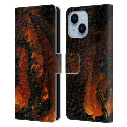 Vincent Hie Dragons 2 Fireball Leather Book Wallet Case Cover For Apple iPhone 14 Plus