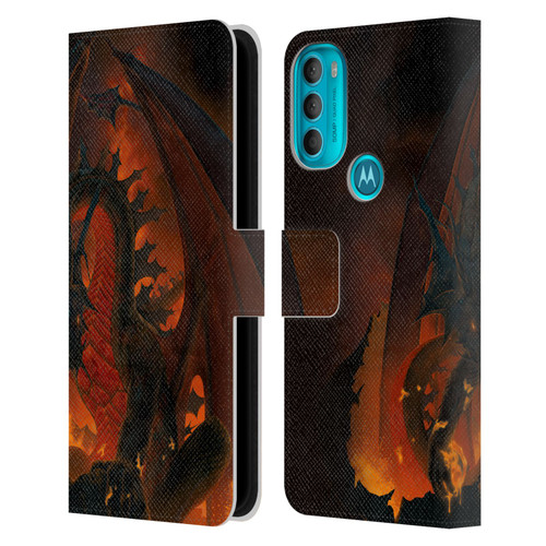 Vincent Hie Dragons 2 Fireball Leather Book Wallet Case Cover For Motorola Moto G71 5G