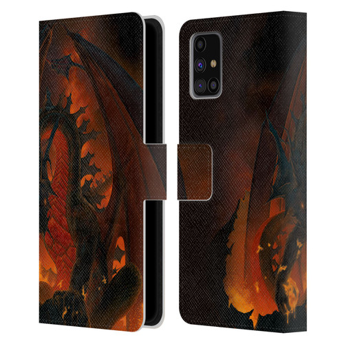 Vincent Hie Dragons 2 Fireball Leather Book Wallet Case Cover For Samsung Galaxy M31s (2020)