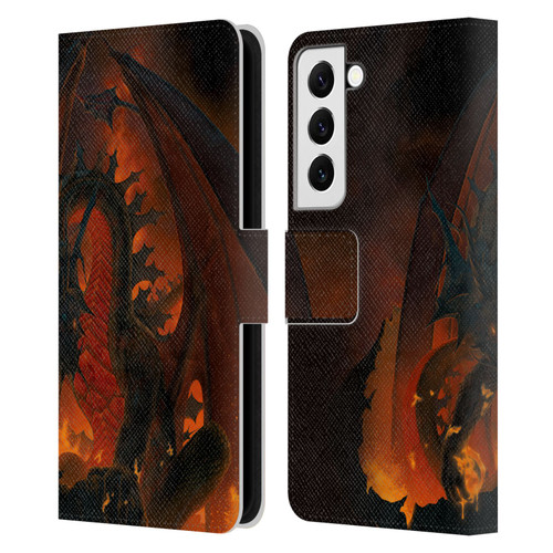 Vincent Hie Dragons 2 Fireball Leather Book Wallet Case Cover For Samsung Galaxy S22 5G