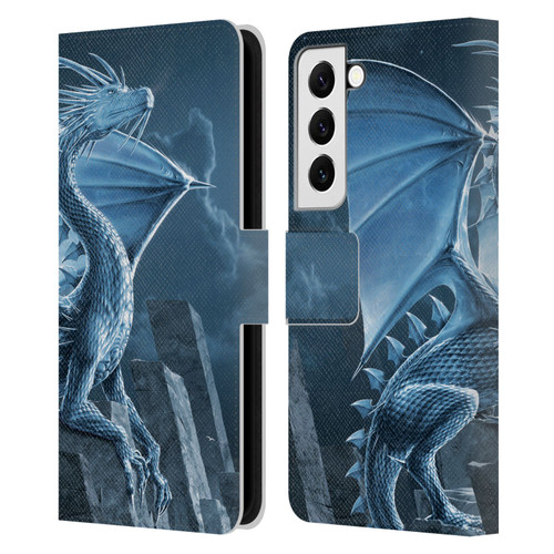 Vincent Hie Dragons 2 Silver Leather Book Wallet Case Cover For Samsung Galaxy S22 5G