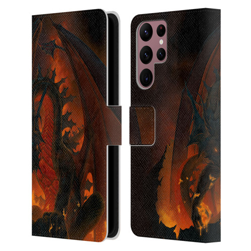 Vincent Hie Dragons 2 Fireball Leather Book Wallet Case Cover For Samsung Galaxy S22 Ultra 5G