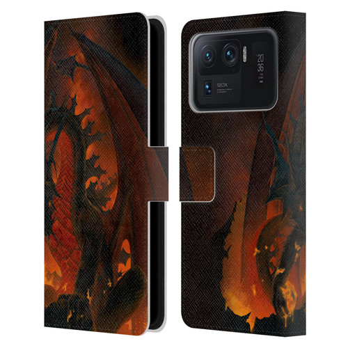 Vincent Hie Dragons 2 Fireball Leather Book Wallet Case Cover For Xiaomi Mi 11 Ultra