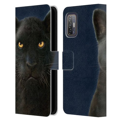 Vincent Hie Felidae Dark Panther Leather Book Wallet Case Cover For HTC Desire 21 Pro 5G