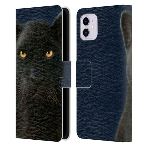 Vincent Hie Felidae Dark Panther Leather Book Wallet Case Cover For Apple iPhone 11