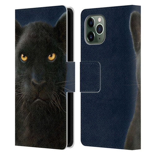 Vincent Hie Felidae Dark Panther Leather Book Wallet Case Cover For Apple iPhone 11 Pro