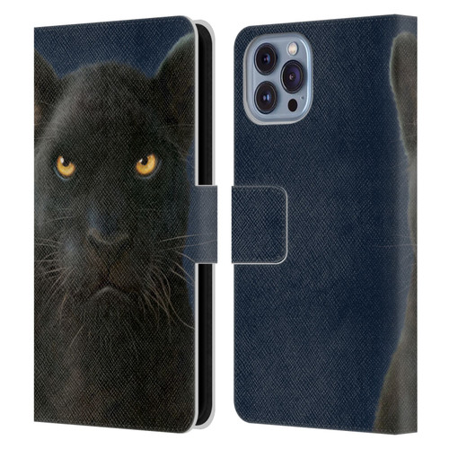 Vincent Hie Felidae Dark Panther Leather Book Wallet Case Cover For Apple iPhone 14