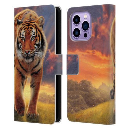 Vincent Hie Felidae Rising Tiger Leather Book Wallet Case Cover For Apple iPhone 14 Pro Max