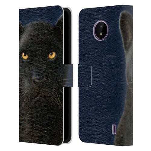 Vincent Hie Felidae Dark Panther Leather Book Wallet Case Cover For Nokia C10 / C20