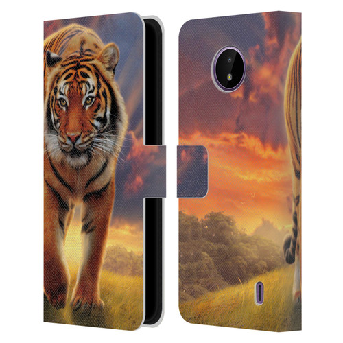 Vincent Hie Felidae Rising Tiger Leather Book Wallet Case Cover For Nokia C10 / C20