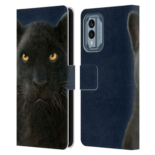 Vincent Hie Felidae Dark Panther Leather Book Wallet Case Cover For Nokia X30