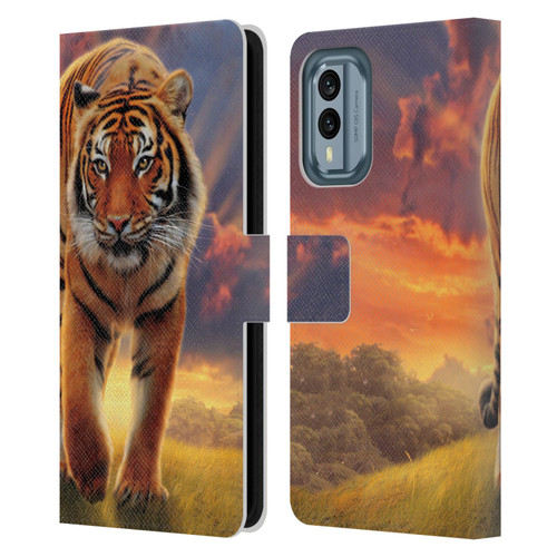Vincent Hie Felidae Rising Tiger Leather Book Wallet Case Cover For Nokia X30