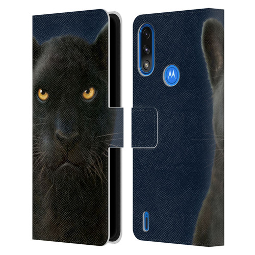 Vincent Hie Felidae Dark Panther Leather Book Wallet Case Cover For Motorola Moto E7 Power / Moto E7i Power