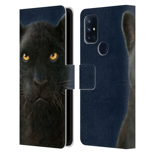 Vincent Hie Felidae Dark Panther Leather Book Wallet Case Cover For OnePlus Nord N10 5G