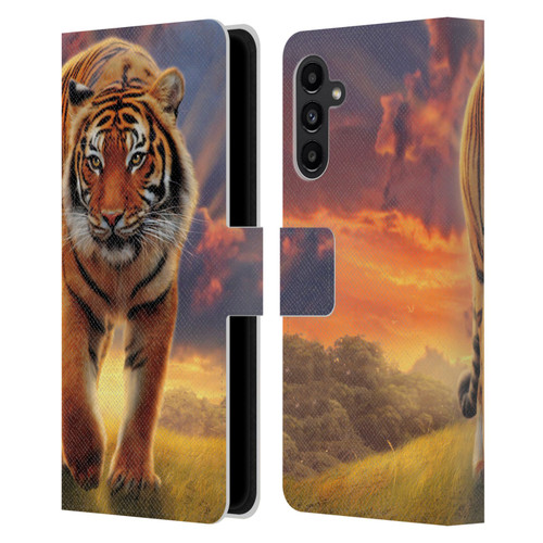 Vincent Hie Felidae Rising Tiger Leather Book Wallet Case Cover For Samsung Galaxy A13 5G (2021)