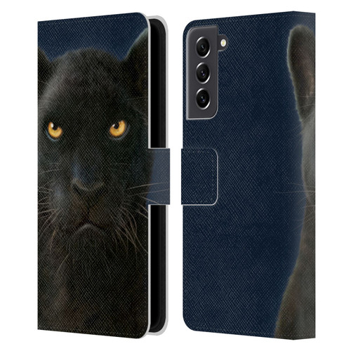 Vincent Hie Felidae Dark Panther Leather Book Wallet Case Cover For Samsung Galaxy S21 FE 5G