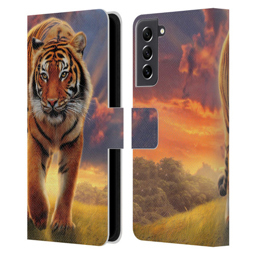 Vincent Hie Felidae Rising Tiger Leather Book Wallet Case Cover For Samsung Galaxy S21 FE 5G