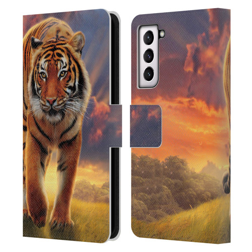 Vincent Hie Felidae Rising Tiger Leather Book Wallet Case Cover For Samsung Galaxy S21 5G