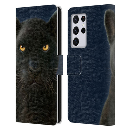 Vincent Hie Felidae Dark Panther Leather Book Wallet Case Cover For Samsung Galaxy S21 Ultra 5G